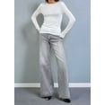 thumbnail image 3 of Womens Crew Neck Shirts Long Sleeve - Knit Pullover Sweaters Casual Sheer Blouse Tops White XL, 3 of 6