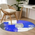 thumbnail image 5 of Navy Blue Grey Oil Painting 4ft Round Rug, Abstract Modern Geometric Non-Skid Rubber Backing Large Area Rugs - Living Room Bedroom Home Office, Indoor Floor Mat Carpets Washable Rug, 5 of 9