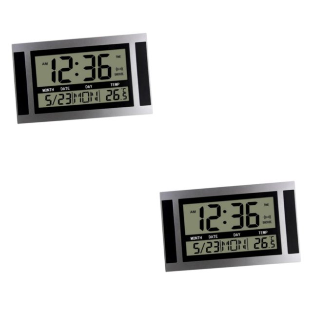 Wosthever Digital Alarm Clock NightStand Timmer 12/24H Timing Clocks Wall 2piezas Negro plata