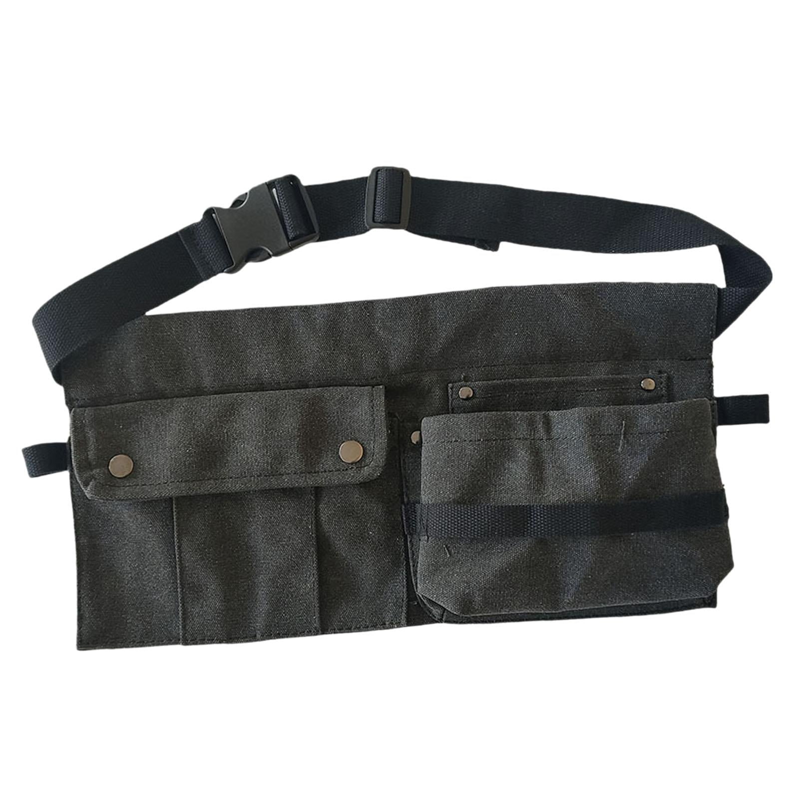 simhoa Tool Waist Bag Portable Tool Bag Large Capacity Canvas Waist Pocket Belt Waist Bag Tools Organizer for Electricians Builders Black