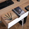 thumbnail image 3 of JJS Home Office Writing Desk with Drawers, Modern Computer Study Wooden Desk Table Laptop PC Workstation with Storage, Mid Century Oak, 3 of 6