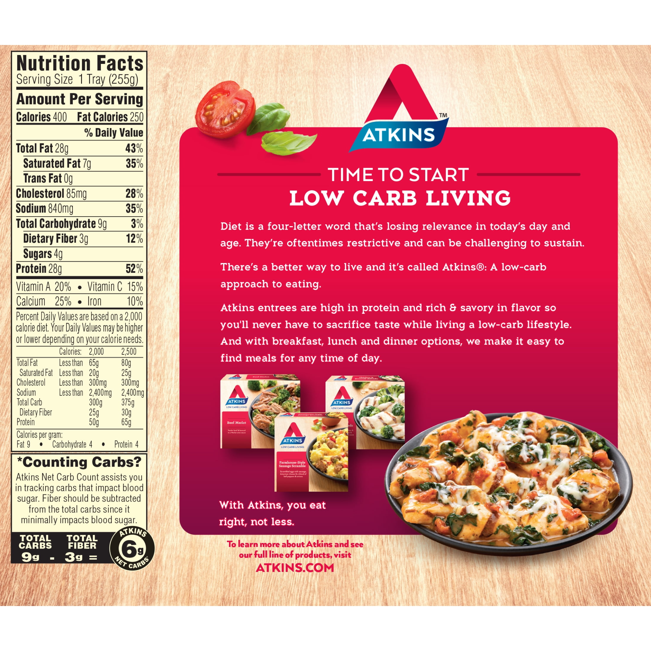Atkins Chicken Margherita Meal 9oz (Frozen Dinner)