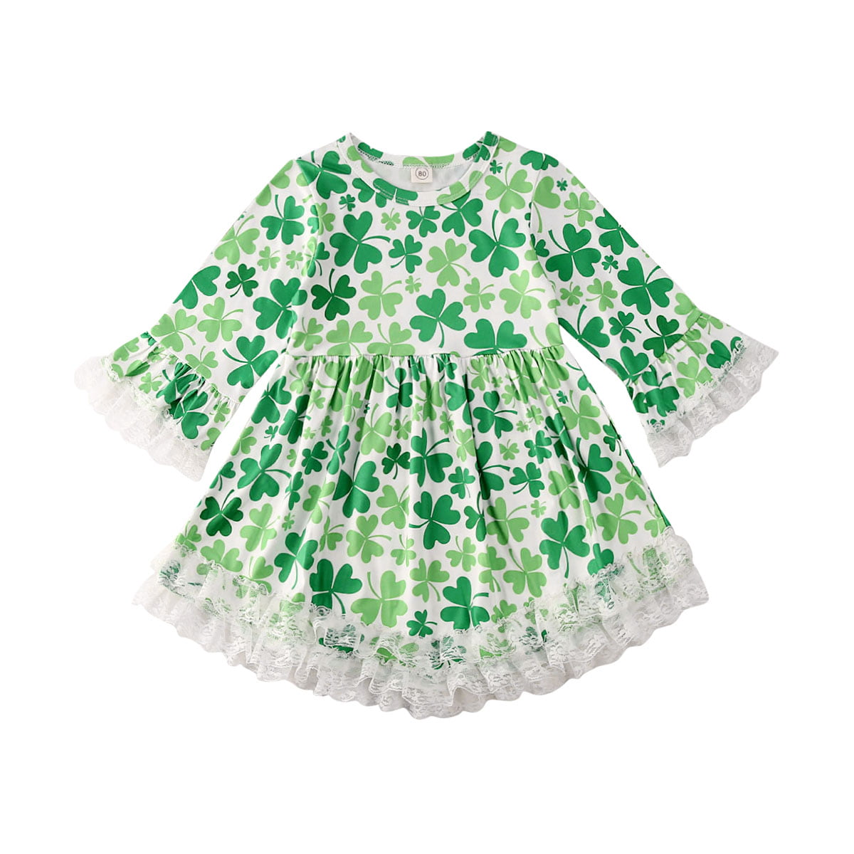 Toddler Baby Girls St.Patrick's Day Outfit Long Sleeve Polka Dot Tutu Skirt Princess Party Dress Spring Fall Clothes Set