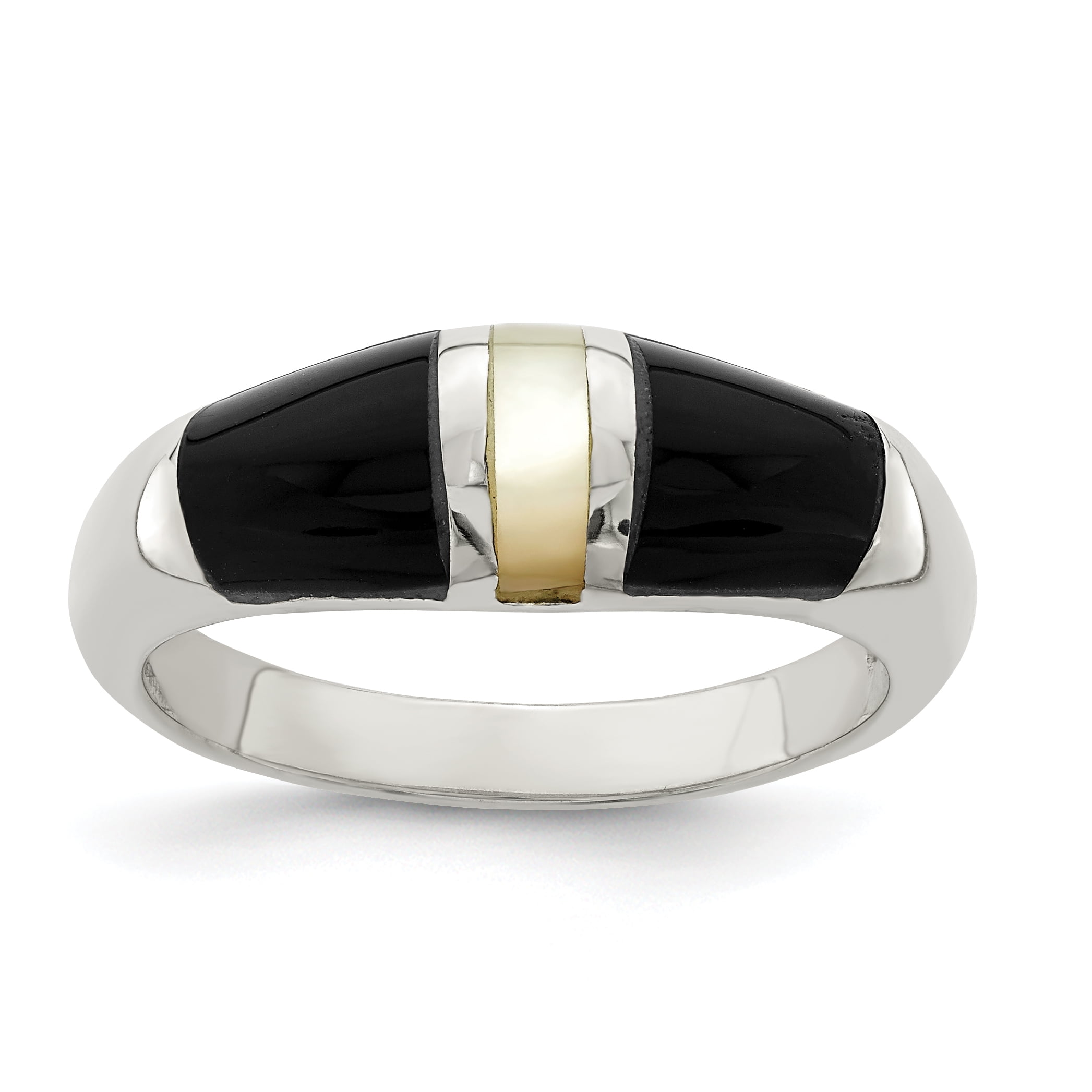 Black onyx and mother shop of pearl rings