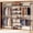 Black, variant on ROGALIS H3 Wall Mounted Clothes Rack, Industrial Pipe Closet Organizers System with 4 Telescopic Rod & 6 Shelves