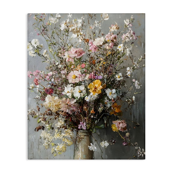 Stupell Industries Overflowing Spring Flowers Floral Painting Wrapped Canvas Canvas Art Print Wall Art, 16 x 20