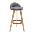 thumbnail image 1 of Taburete de bar Gloria alto con estructura de Madera y respaldo bajo Lino gris, 1 of 9