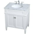 thumbnail image 1 of Pemberly Row Contemporary 30" Single Marble Top Bathroom Vanity in White, 1 of 16