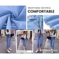 thumbnail image 4 of BTFBM Jeans for Women Summer High Waisted Button Straight Leg Stretchy Cropped Raw Hem Trendy Denim Pants Pockets, 4 of 8