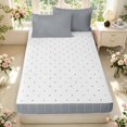 thumbnail image 4 of Manfei Minimalist Check Zipper Queen Comforter Set with Fitted Sheet and 2 Pillowcases,Modern Grid Zipper Bedding Set,Gray,Reversible,4pcs, 4 of 8
