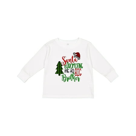 

Inktastic Santa is Promoting Me to Big Brother Green Plaid Tree Gift Toddler Boy Girl Long Sleeve T-Shirt