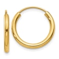 thumbnail image 1 of 14k Yellow Gold Round Endless 2mm Hoop Earrings, 1 of 8