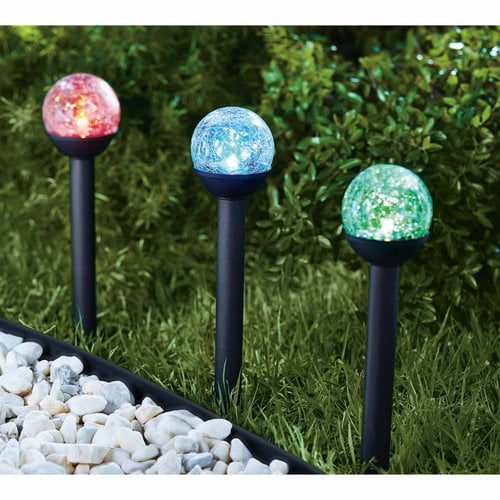 Mainstays Petite Crackle Ball Color Changing Solar LED