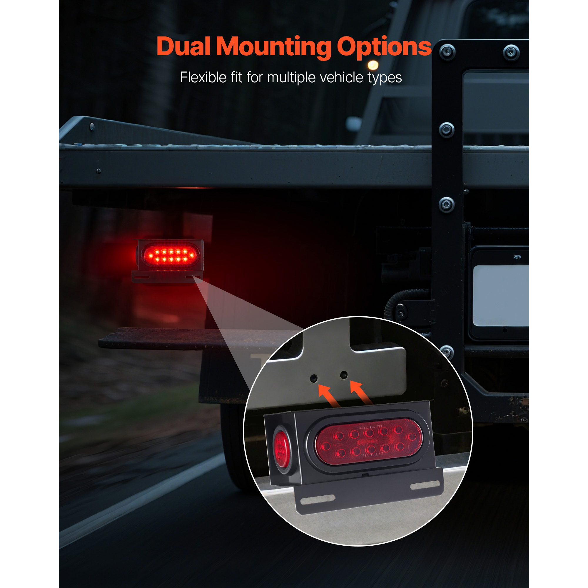 KFFKFF LED Trailer Tail Lights Kit, 10-30V Tow Lighting Set with Stop, Brake, Turn, and Clearance Functions, Waterproof Left and Right Lights for Boat, Truck, Camper, RV, Snowmobile, and Caravan