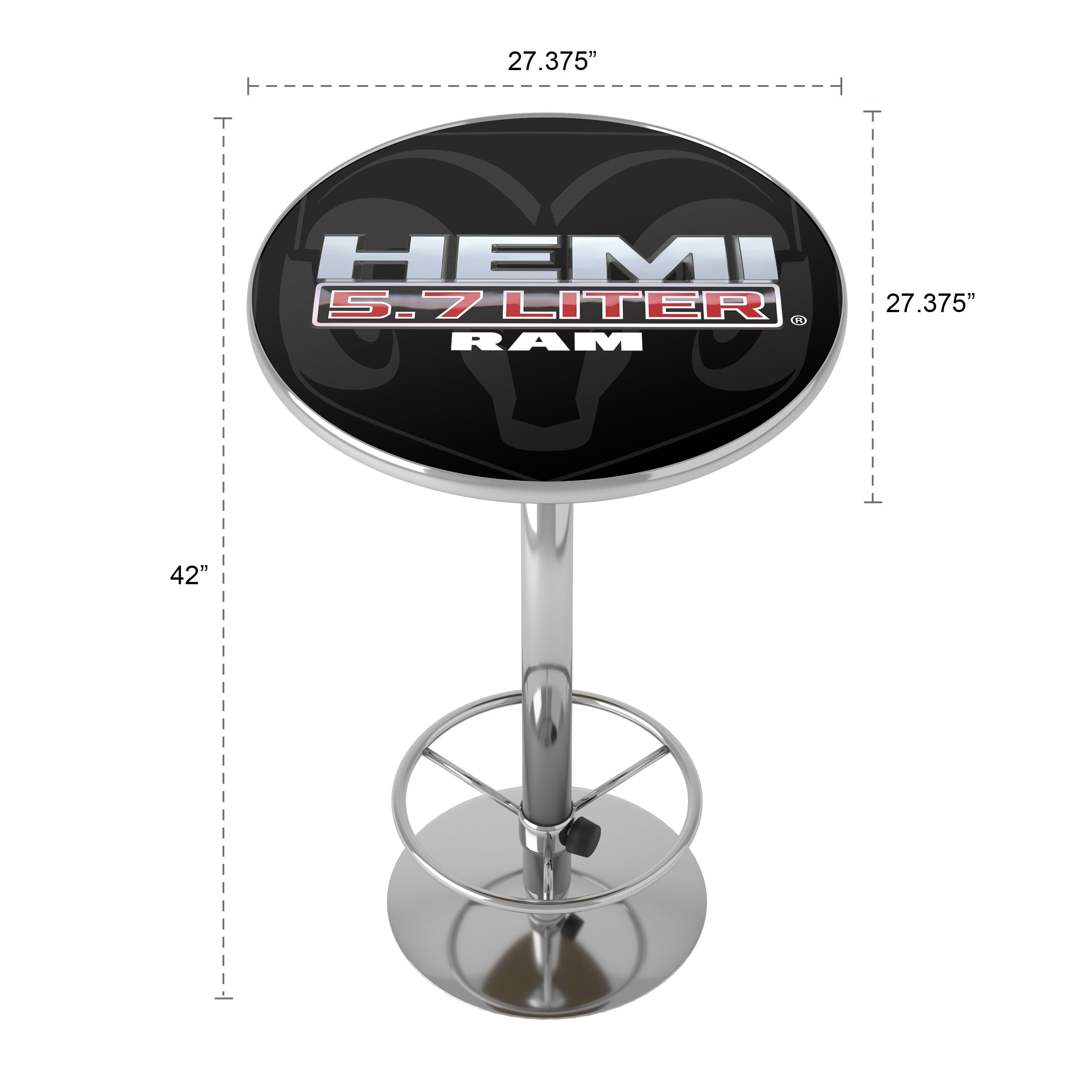 RAM Hemi Bar Table with Adjustable Footrest and Acrylic Top