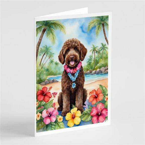 5 x 7 in. Labradoodle Luau Greeting Cards - Pack of 8