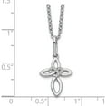 thumbnail image 4 of Sterling Silver White Ice Rhodium-Plated 18 Inch Diamond Cross With Heart Necklace 2 Extender (Width 12.6) (Length 20) - Jbsp, 4 of 5