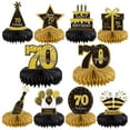 thumbnail image 1 of Gexolenu 10 Piezas Centros De Mesa De Panal De 70 Cumpleaños Oro Negro Saludos A 70 Años Centros De Mesa De Cumpleaños Adornos De Mesa Para Decoraciones De 70 Cumpleaños 70 Fabulosos Suministros De De, 1 of 3
