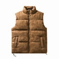 thumbnail image 2 of Charella Womens Cropped Sleeveless Puffer Vest Zip Up Stand Collar Padded Gilet Soft Warm Coat with Pockets Brown,M, 2 of 9