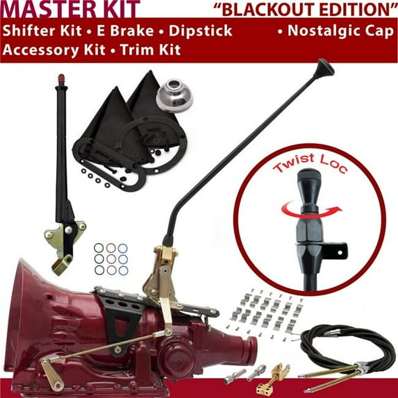 American Shifter C4 Shifter Kit Black 16 in. E Brake Cable Clamp Trim Kit Dipstick for F70B0