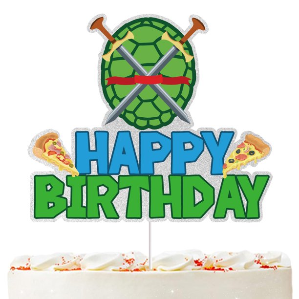 Topper para pastel Pezutoi de tortuga estilo anime héroe para cumpleaños