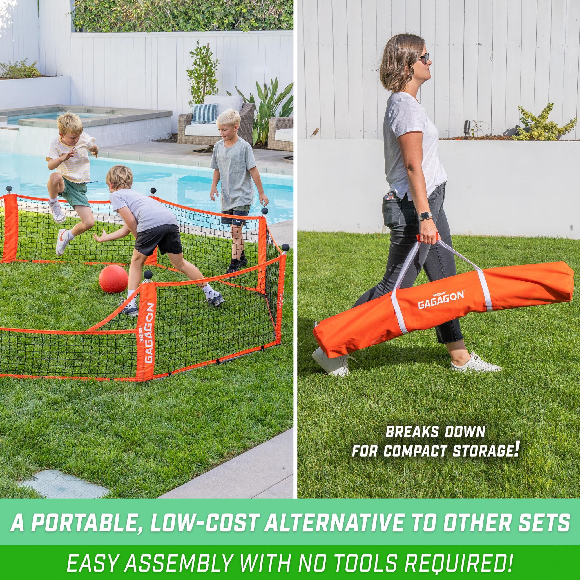 GoSports Gagagon 10 ft Gaga Ball Pit - Portable Indoor/Outdoor Game Set - Includes 2 Balls and Carrying Case