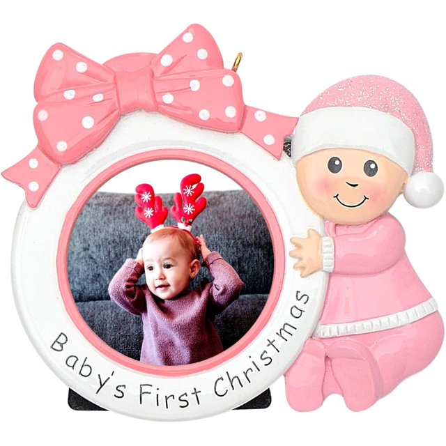- Marco de fotos personalizado para bebé, adorno de Navidad para bebé, de recuerdo para bebé recién nacido, adorno para árbol de Navidad