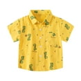 thumbnail image 2 of HAOTAGS Toddler Boys Shirts Short Sleeve Lapel Button Down Tops, Summer Graphic Print Shirts Yellow 8 T, 2 of 3