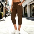 thumbnail image 6 of cfhntfmh Womens Capri Cargo Pants Casual Elastic Waist Drawstring Hiking Pants Summer Mid Rise Joggers for Outdoor Travel, 6 of 7