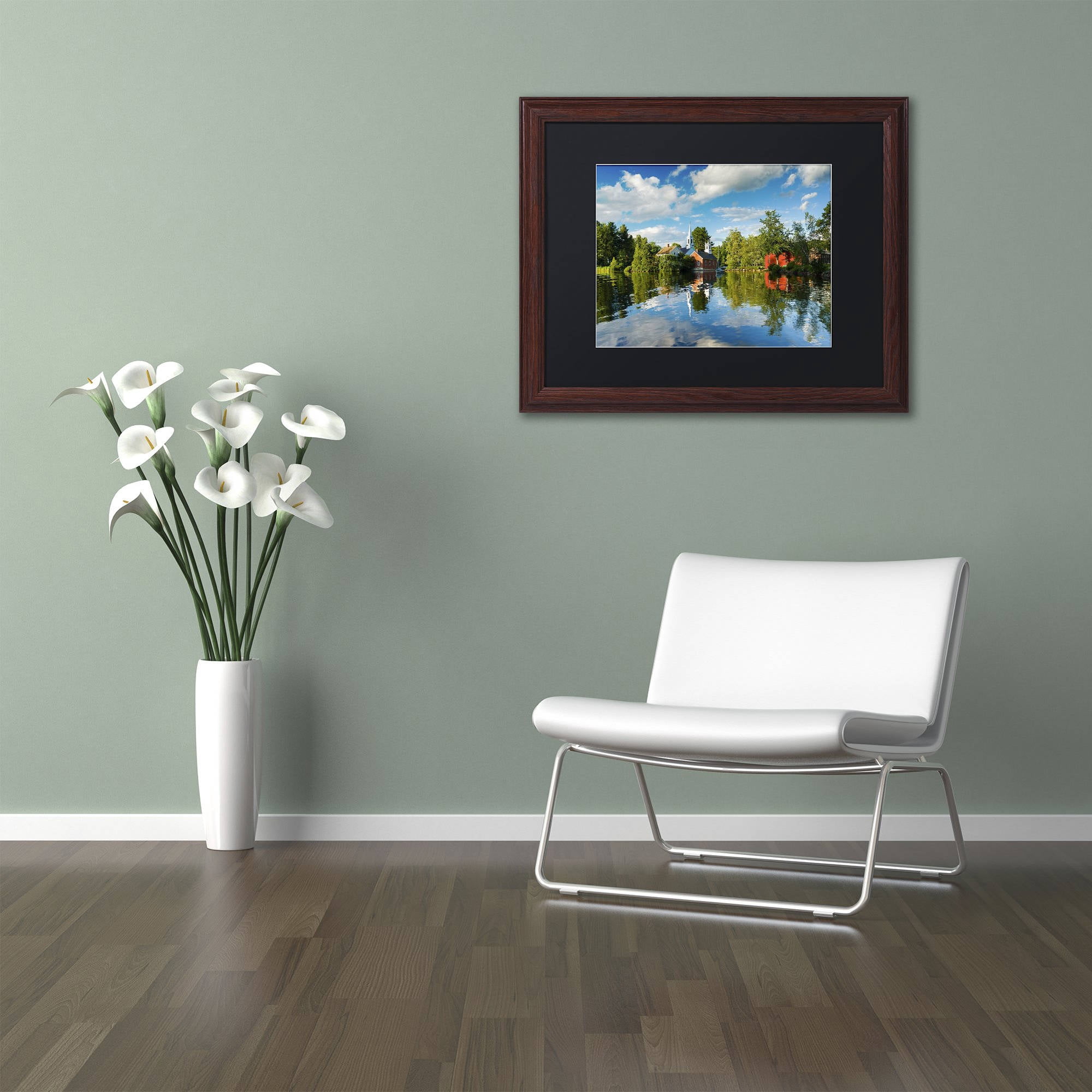 Trademark Fine Art "Old Town Reflection" Canvas Art by Michael Blanchette Photography Black Matte, Wood Frame