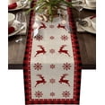 thumbnail image 1 of Camino de mesa navideño, camino de mesa rústico con diseño de alce y copos de nieve para fiestas de cumpleaños, cocinas, mesas de comedor, decoración del hogar, 1 of 7