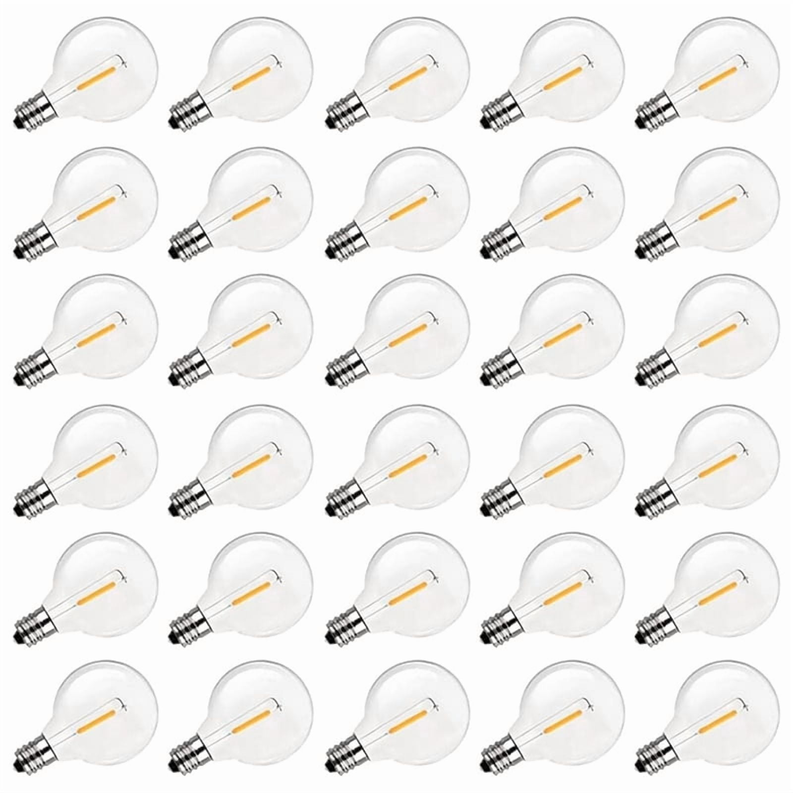 G40 Led Replacement Light Bulbs, E12  Base Shatterproof Globe Bulbs for Outdoor String Lights, Warm White, 60Pack