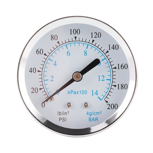 Manómetro axial, 0-14 kg/cm2, 0-200 psi, carcasa de hierro inoxidable, montaje inferior 1/8" NPT, manómetro de aire Manómetro de agua Manómetro hidráulico Manómetro de aceite