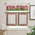 thumbnail image 2 of 3 Pieces Kitchen Curtains Valances Set Spring Floral Watercolor Short Curtain Rod Pocket Window Curtain Mothers Day Tulip Window Treatment Tiers Valances (Single Panel 54"x18",2 Tiers 27.5"x36"), 2 of 5