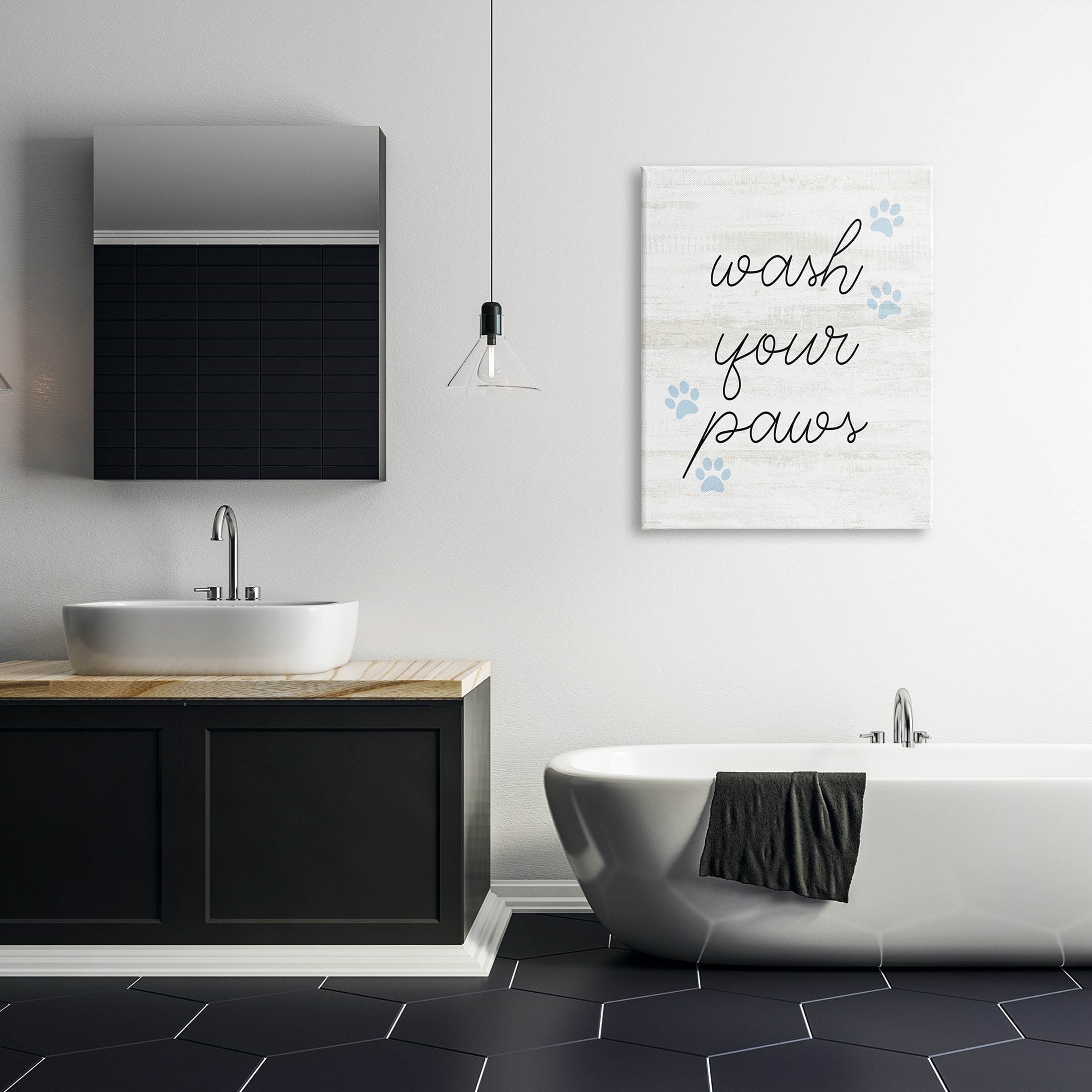 Wash Your Paws Pet Shapes Typography Graphic Art Gallery Wrapped Canvas Print Wall Art