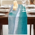 thumbnail image 3 of Table Runners 72 Inches Long Dress Scarves, Dark Teal Beach Farmhouse Kitchen/Dining Table Runner, Coffee Tablerunners, Summer Sea Waves Coastal Nautical 14x72 Inch, 3 of 9