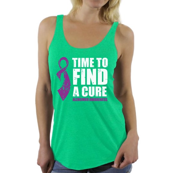 Awkward Styles Time to Find a Cure Racerback Tank for Ladies Cute Alzheimers Clothes for Women Endalz Tanks Alzheimer Tshirt Endalz Gifts Alzheimers Awareness Shirts Endalz Clothing Collection