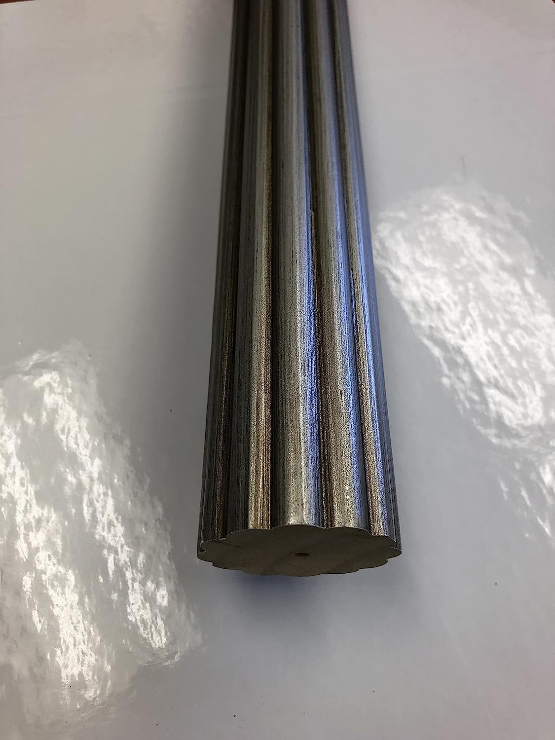 2 INCH Diameter Drapery Fluted Curtain Wood Rod 6 FT (Silver)