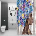 thumbnail image 3 of Abstract Shower Curtain for Bathroom, Retro African-American Women Blue Purple Flower Butterfly Waterproof Cloth Fabric Bathroom Accessories Set with 12 Rust Proof Plastic Hooks, 54"x78", 3 of 9
