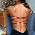thumbnail image 5 of Jinhomg Women Bandeau Bra Padded Strapless Bralette Bra Seamless Bandeau Tube Top Bra Wine Free Size, 5 of 8