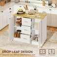 thumbnail image 4 of HOMCOM Îlot de Cuisine avec Espace Assis 2 Armoires de Rangement 3 Tiroirs Blanc, 4 of 10