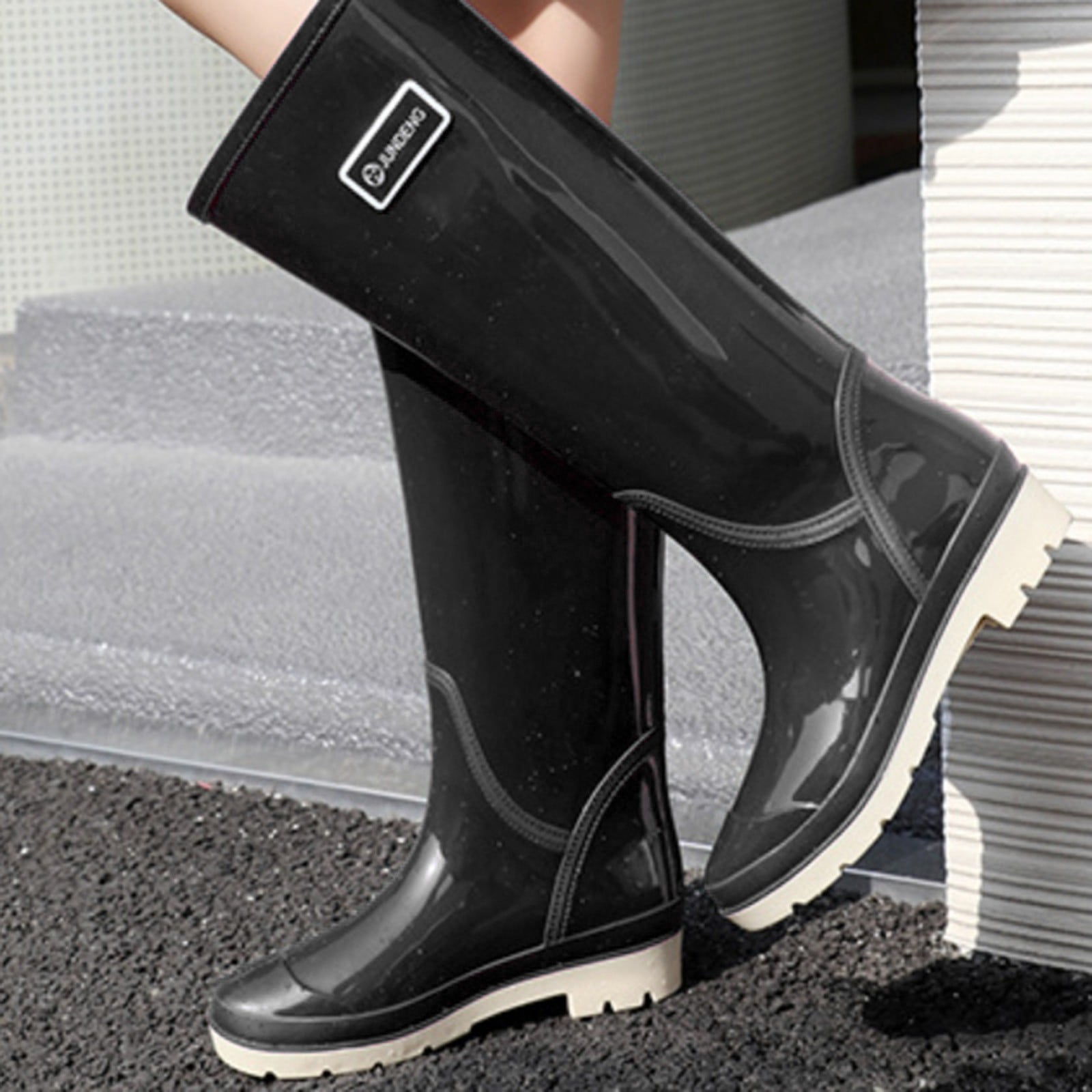 Juosiy Women's Rain Boots Fashion Water-proof Garden Work Rubber Boots Tall Knee High Outdoor Water Shoes