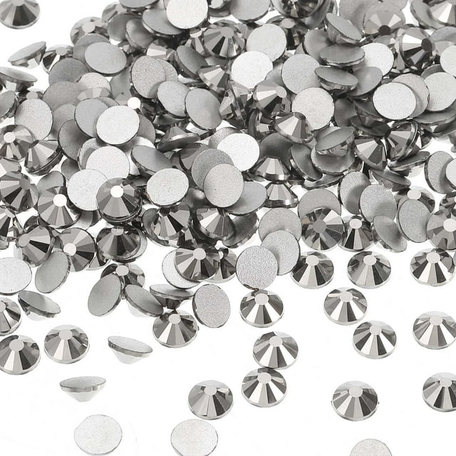 Uxcell Piedras de strass redondas de fondo plano, gemas de vidrio cristalino, diamantes para manualidades, ropa, arte de uñas y decoración en gris oscuro