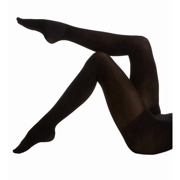 Women's MeMoi MM-255 Velvet Touch Opaque Control Top Cushion Sole Tight (Black S)