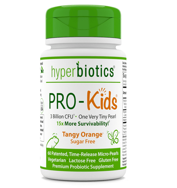 Hyperbiotics PRO-Kids Time Released Sugar Pearl with 4 Targeted Strains -Tangy Orange - 60 Pearl Tablets
