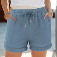 thumbnail image 2 of TTUHYWXI Shorts for Women Summer Casual High Waisted Drawstring Wide Leg Womens Gauze Shorts (Blue, XXL), 2 of 7