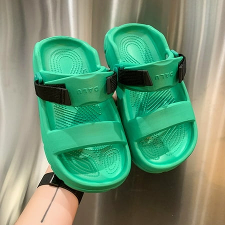 

Women‘s Platform Open Toe Sandals Solid Color Hook & Loop Non-slip Slides Shoes Outdoor Versatile Slippers
