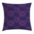 thumbnail image 1 of Indigo Throw Pillow Cushion Cover, Indian Paisley Flower Inspired Decor with Inner Swirls Leaves Image, Decorative Square Accent Pillow Case, 16 X 16 Inches, Pink Purple and Dark Blue, by Ambesonne, 1 of 1