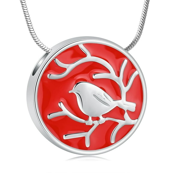 Stainless Steel Cardinal Urn Pendant Cremation Jewelry for Ashes Holder Jewelry Memory Necklace