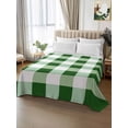 thumbnail image 2 of Green Plaid Queen Size Flat Sheet, Wrinkleproof & Fadeproof Cooling Flat Bed Sheet Only, Spring Summer Farmhouse Buffalo Checkered Breathable Soft Bedding Top Sheets 90 x 102 Inches, 2 of 8